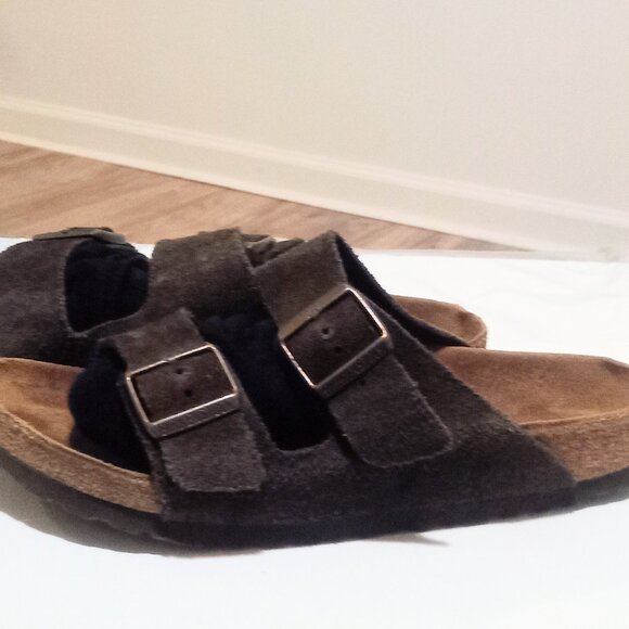 Birkenstock Womens Arizona Soft Footbed Brown Suede Sandals Size 40 US 9 Narrow - Picture 1 of 5